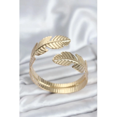 Mey İthalat® Yaprak Model Gold Renk Kadın Bileklik