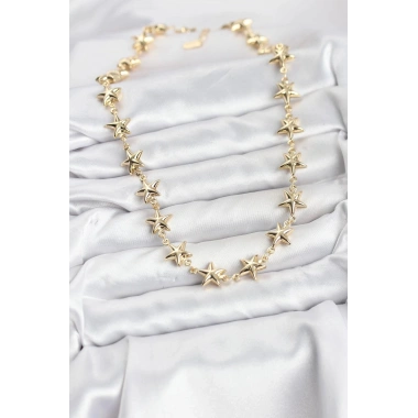 Mey İthalat® Yıldız Model Pirinç Gold Renk Kadın Kolye