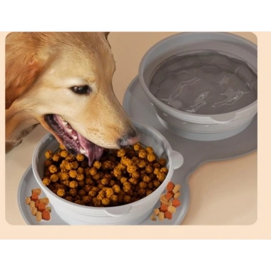 Mikopet Katlanabilir İkili Mama ve Su Kabı