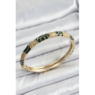 Mineli Pirinç Siyah ve Kahverengi Motifli Kadın Kelepçe