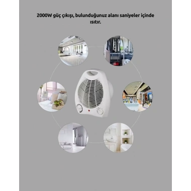 Mini Elektrikli Isıtıcı – 2000W Güç, Fanlı Isıtma, 3 Isı Modu