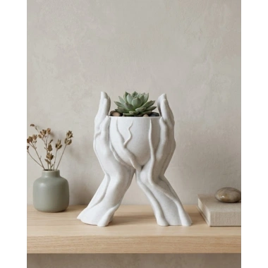 Modern Ev Dekoru İçin El Şeklinde 3D Baskı Dekoratif Saksı Vazo