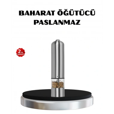 Modern Otomatik Baharat Öğütücü Seti – Pilli, Paslanmaz Çelik, LED Aydınlatmalı