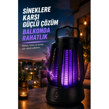 Mor Işıklı Elektrikli Sinek Öldürücü Lamba Balkon Bahçe Kamp Kullanım Cihazı