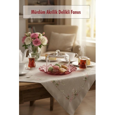 Mürdüm Akrilik Delikli Fanus Sunum ve Saklama Kabı - 2 Parça