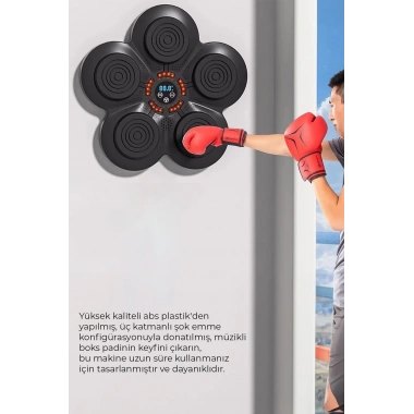 Müzikli Duvar Boks Padi Darbe Sensörlü Antrenman Pedi LED Işıklı Eğlenceli Boks Oyuncağı