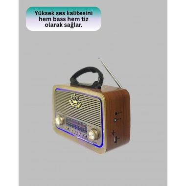Nostalji Bluetooth Radyo FM AM SW Ahşap Eskitme Tasarım