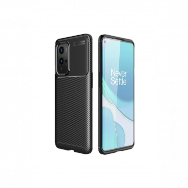 One Plus 9 Pro Kılıf Auto Focus Karbon Kapak - Siyah