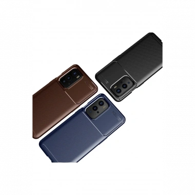 One Plus 9 Pro Kılıf Auto Focus Karbon Kapak - Siyah