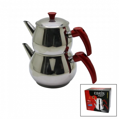 ORTA BOY KÜRE ÇELİK ÇAYDANLIK SETİ ÜST: 1LT - ALT: 1.60LT (5468)