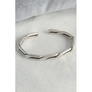 Otantik Gümüş Renk Motif İşleme Plaka Erkek Bileklik