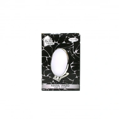 OVAL - GÜMÜŞ 6.5 INC=16.5X13CM MAKYAJ AYNASI ÇİFT TARAFLI KATLANIR AYAKLI (5468)