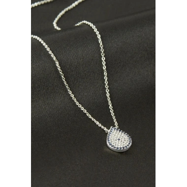 Oval Nazar Zirkon Taşlı Kolye