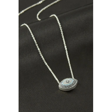 Oval Zirkon Taşlı Kolye
