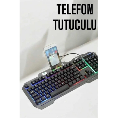 Oyuncu Klavyesi Q Klavye RGB Işıklı Mouse Hediyeli