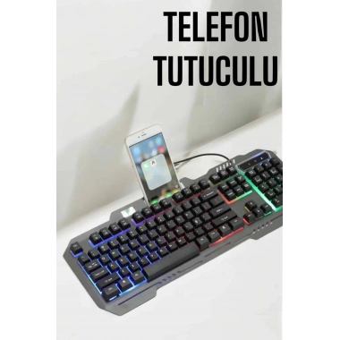 Oyuncu Klavyesi Q Klavye RGB Işıklı Mouse Hediyeli