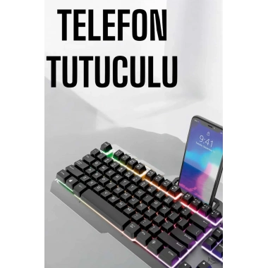 Oyuncu Klavyesi Q Klavye RGB Işıklı Mouse Hediyeli