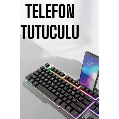 Oyuncu Klavyesi Q Klavye RGB Işıklı Mouse Hediyeli