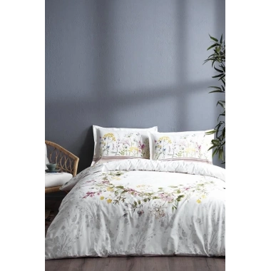 Özdilek Çift Kişilik Ranforce Nevresim Takımı Jardin De Flor Beyaz