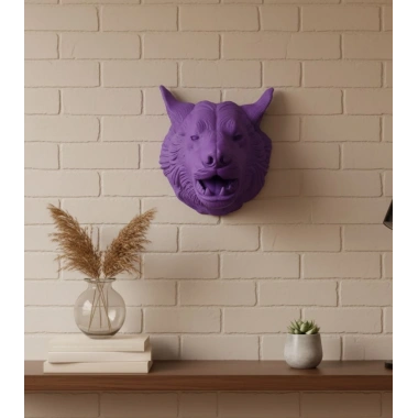 Özel Seri Mor Kurt Duvar Süsü Hediyelik Dekoratif Asılabilir Heykel