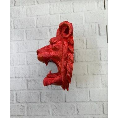 Özel Tasarım 3D Aslan Figürü Duvar Süsü Dekoratif Heykel 20x21 cm
