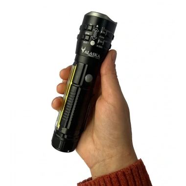 P27 Şarjlı LED Metal El Feneri 1000 Lümen Çakarlı (5468)