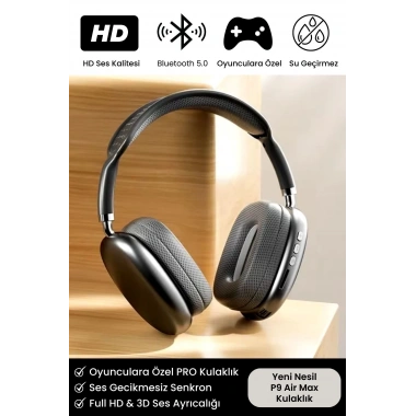 P9 Air Max Gaming Premium Mikrofonlu Kablosuz Ios Android Uyumlu 5.0 Bluetooth TWS Oyuncu Kulaklık