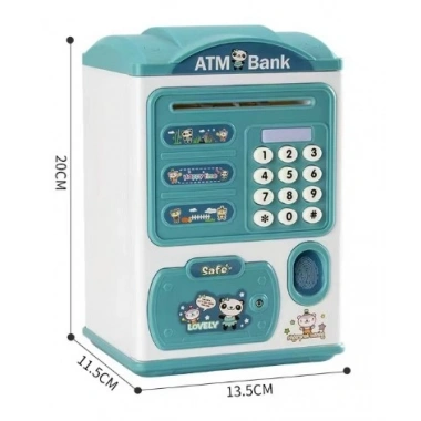 Parmak İzi Görünümlü Elektronik Şifreli Otomatik Kağıt Para Alan ATM Kumbara (5468)