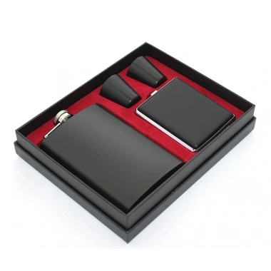 Paslanmaz Çelik 2 Shot Bardak Ve Sigara Tabakalı Matara Seti