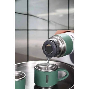 Paslanmaz Çelik 3’lü Termos Seti Vakumlu ve 8 Saat Isı Koruma