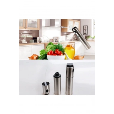 Paslanmaz Çelik Gövdeli Spray Yağlık - Zeytinyağ/sirke Püskürtücü