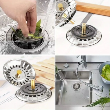 Paslanmaz Çelik Mutfak Evye Lavabo Süzgeci Lavabo Gideri Atık Gıda Tıpası (5468)