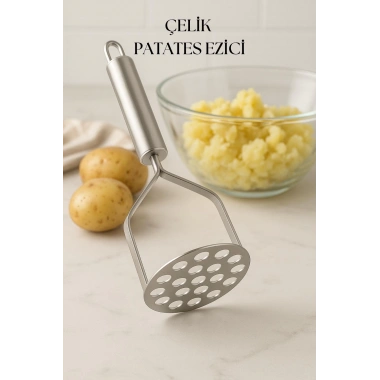 Paslanmaz Çelik Saplı Patates Ezici Pratik Mutfak Gereci 24 cm