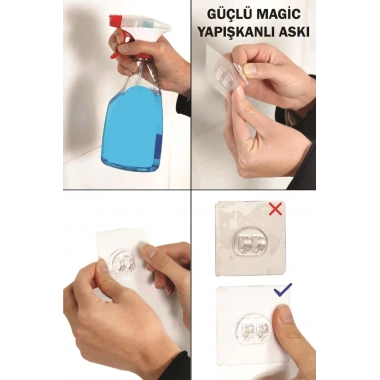 Paslanmaz Çelik Yapışkanlı Fönlü Duvar Rafı & Organizer & Banyo Duş Askısı