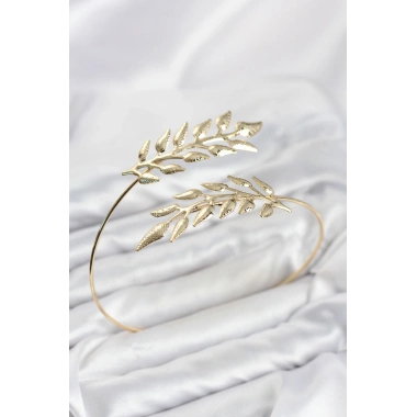 Pazu Bileklik Gold Renk Pirinç Zeytin Dalı Model