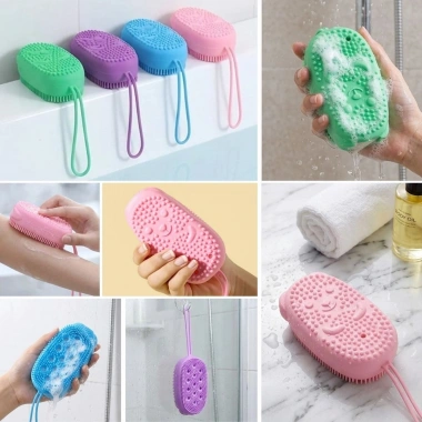 Peeling Etkili Süngerli Silikon Banyo Lifi – Asma Kancalı Duş Kesesi (5468)