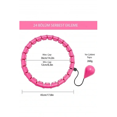 Pembe Hula Hoop Çember 24lü Hulahoop, Egzersiz Çemberi, Egzersiz