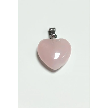 Pembe Kuvars Kalpli Doğaltaş Kolye Ucu Küçük 1,5 cm
