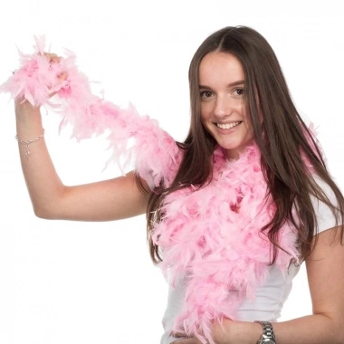 Pembe Renk Kabarık Kalın Otriş Boa Tüy 6 Cm Genişlik 180-200 Cm Uzunluk