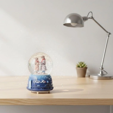 Pilli Işıklı Müzikli Kar Küresi–El Ele Sevgili Figürlü Eğlenceli Masaüstü Biblo, LED Aydınlatmalı Dekoratif Hediyelik Kar Küresi (5468)