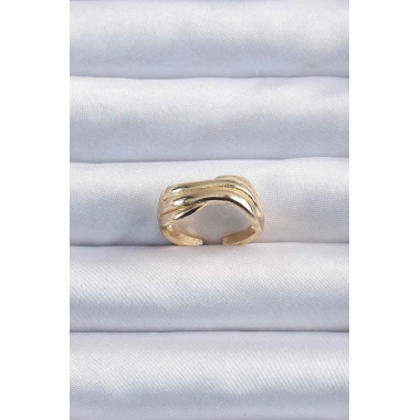 Pirinç Altın Renk Kıvrımlı Ayarlanabilir Yüzük