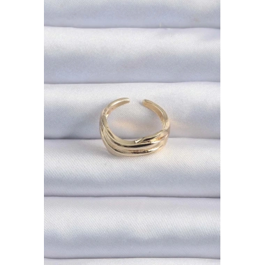 Pirinç Altın Renk Kıvrımlı Ayarlanabilir Yüzük