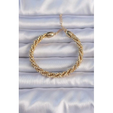 Pirinç Altın Renk Sarmal Model Bileklik