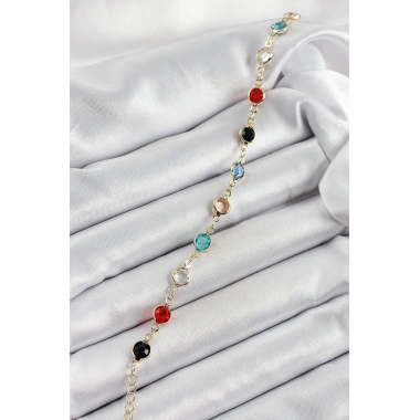 Pirinç Asorti Model Gold Renk Zirkon Taşlı Kadın Bileklik