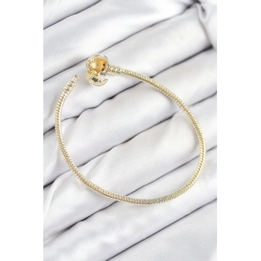 Pirinç Charm Topcuk Model Gold Renk Kadın Bileklik