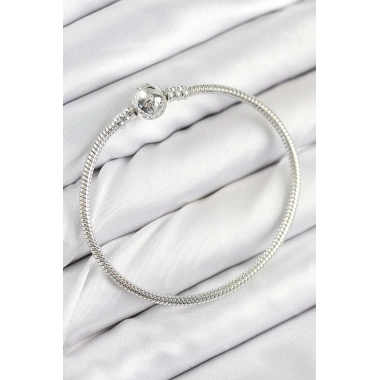 Pirinç Charm Topcuk Model Gümüş Renk Kadın Bileklik