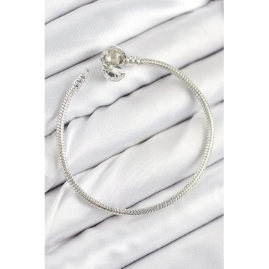 Pirinç Charm Topcuk Model Gümüş Renk Kadın Bileklik