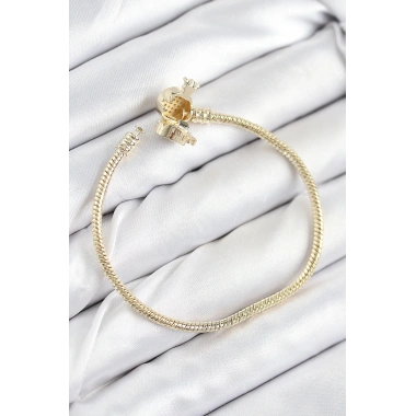 Pirinç Charm Zirkon Taşlı Taç Model Gold Renk Kadın Bileklik