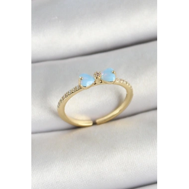 Pirinç Fiyonk Figürlü Zirkon Taşlı Gold Renk Ayarlanabilir Kadın Yüzük