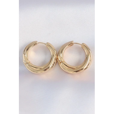 Pirinç Gold Renk Asimetrik Kıvrım Küpe